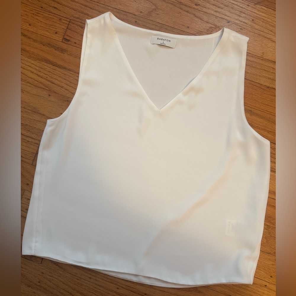 Aritzia Babaton White V-Neck Top